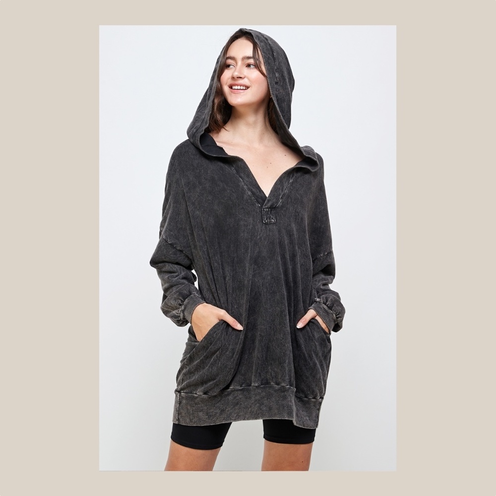 Mineral Wash Hoodie Tunic Top_NWT
